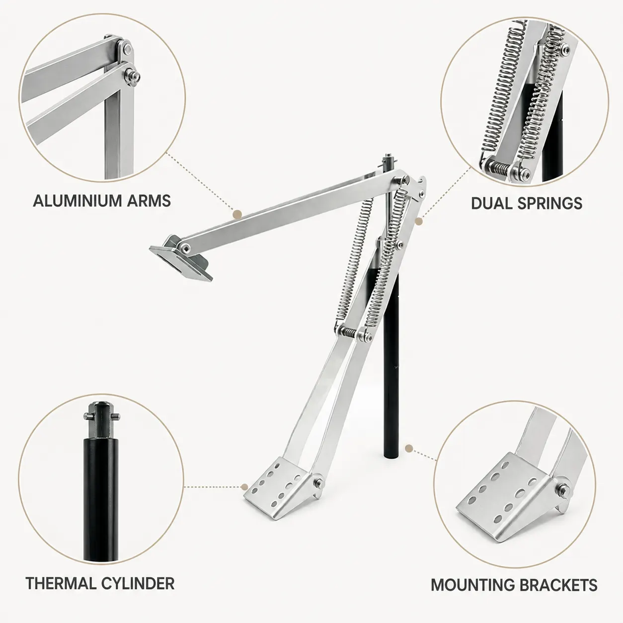Automatic Greenhouse Window Opener and included accessories